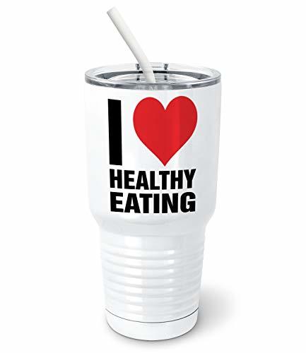 PixiDoodle I Love Healthy Food Tumbler with Spill-Resistant Slider Lid and Silic