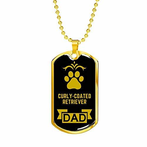 Dog Lover Gift Curly-Coated Retriever Dad Dog Necklace Stainless Steel or 18k Go