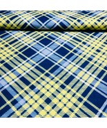 Snuggle Flannel Fabric Blue Yellow White Plaid by Joann 100% Cotton 2.5 ... - $29.68