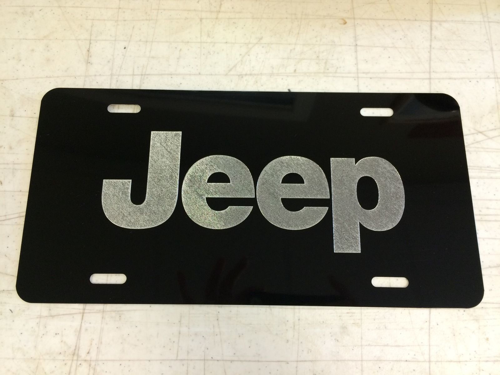 JEEP Logo Car Tag Diamond Etched on Aluminum License Plate License