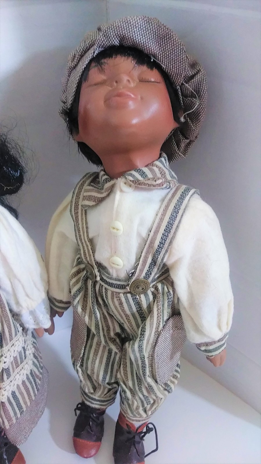 Vintage Pair of African American Porcelain Dolls Boy Girl Sunday Best