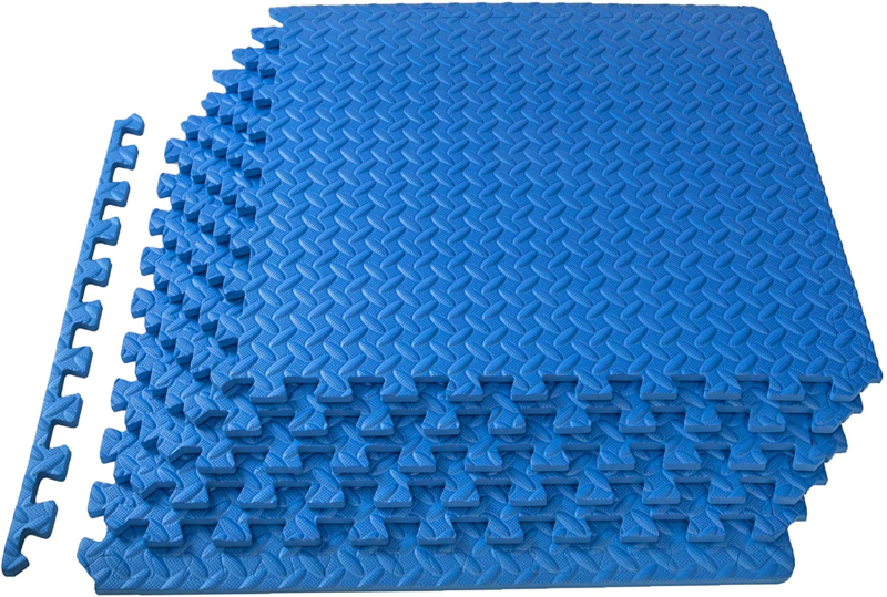Exercise Mat Foam Interlocking Tiles Protective Flooring For Gym Blue NEW