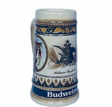 Budweiser Holiday Stein Mug cup Christmas Clydesdale Staffel West German... - £31.11 GBP