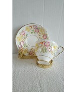 Royal Stafford HEDGEROW Tea Cup and Saucer Hand Painted Floral &amp; Gold Trim - $19.99
