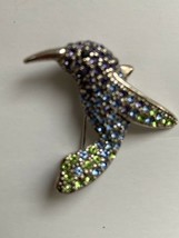 Vintage Jewelry Signed Monet Hummingbird Brooch Pin Rhinestone - $22.00