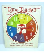 Vintage Playskool Time Teacher Wood Puzzle Teach Color Counting Pieces - $16.69