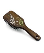 Wooden Hair Brush HBMB-22.5 created with Swarovski® &quot;Ying and Yang Peridot&quot; - $38.72
