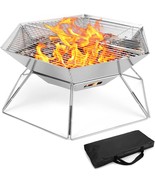 Odoland Folding Campfire Grill, 304 Stainless Steel Grate Barbeque Grill, - $59.97