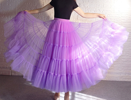 Women A Line Layered Tulle Skirt Outfit Plus Size Full Tiered Ruffle Tulle Skirt image 5
