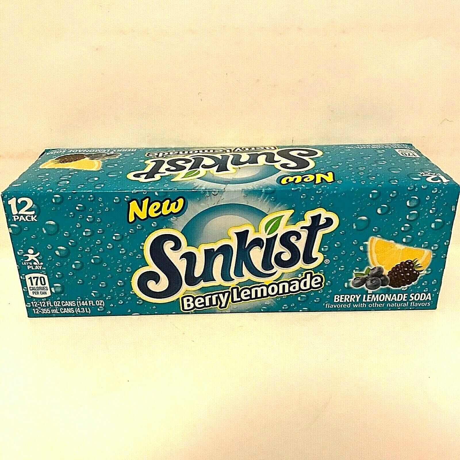 Sunkist Berry Lemonade Soda 12 Oz Cans (Pack Of 12) - Soft Drinks