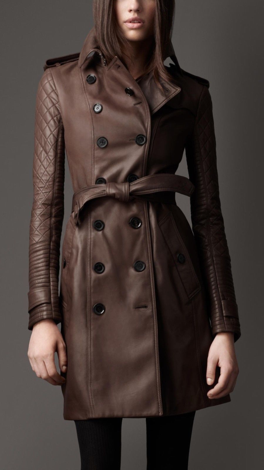 Image of Women Rustic Leather Trench Coat Genuine Lambskin Sizes S,M,L,XL,XXL Custom Fit