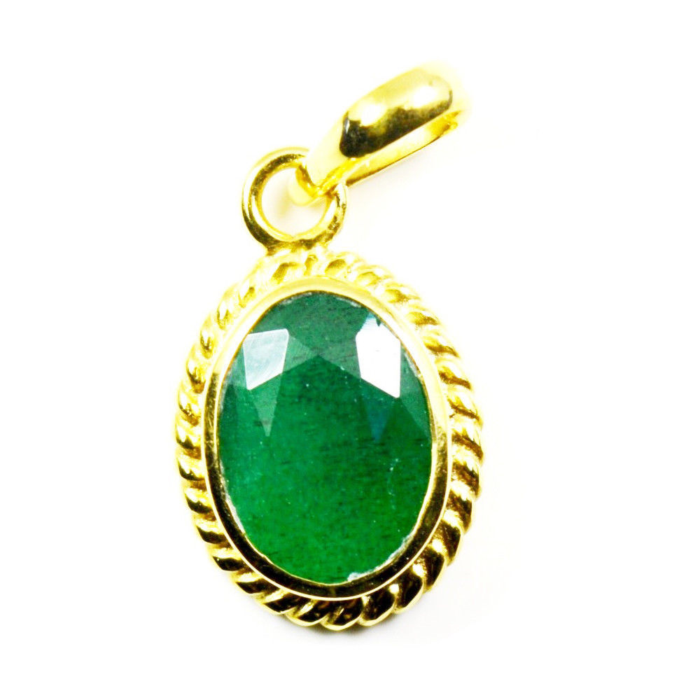 Genuine Emerald Gold Plated Pendant 5 Carat Jewelry Charm Necklace