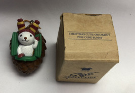 Vintage Avon Christmas Cutie Ornament Pine Cone Bunny With Box - $10.39