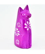 Vaneal Group Hand Carved Kisii Soapstone Fuchsia Sitting Kitty Cat Figure - £9.33 GBP