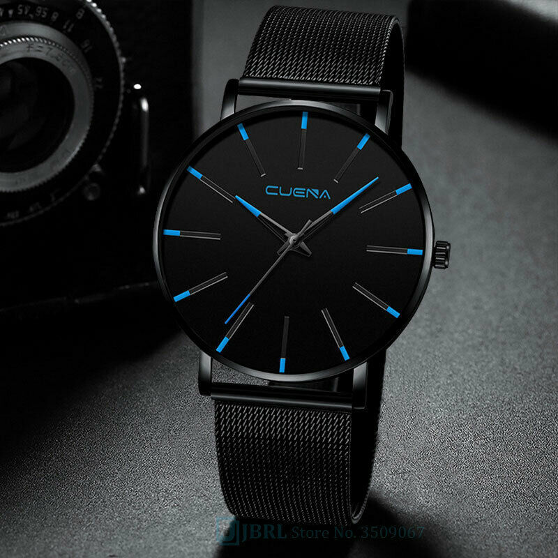Unbranded - Wristwatch men modern minimalist stainless steel mesh band watch luxury quartz