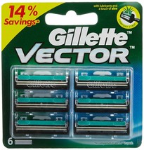 Gillette Vector Razor Cuchillas Cartucho Manual Afeitado Hoja -6 Pack FS - $16.85