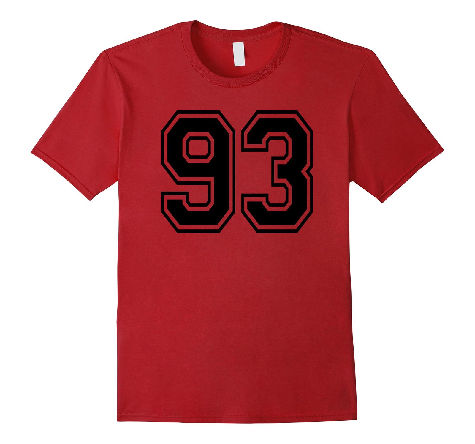 New Tee - Number #93 College Sports Team T-Tees front & back BLACK Men ...