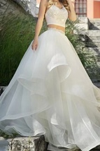 White Tiered Tulle Ball Gown Wedding Skirt Romantic Bridal Puffy Skirt Outfit image 4