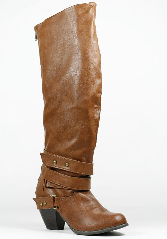 knee high boots cognac color