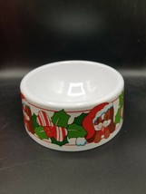 Enesco Dog Food Dish bowl Christmas Dog with Santa Hat - $6.88