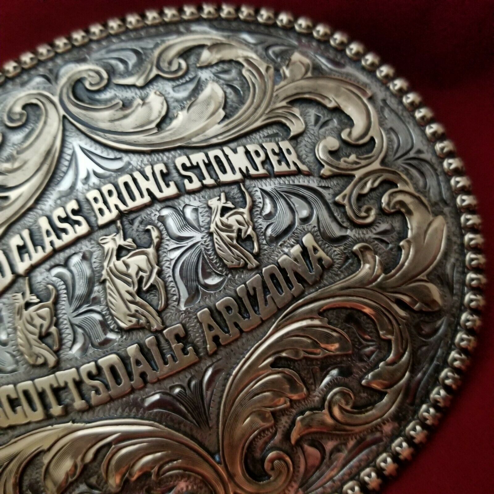 RODEO TROPHY BUCKLE VINTAGE SCOTTSDALE ARIZONA BRONC STOMPER RODEO ...