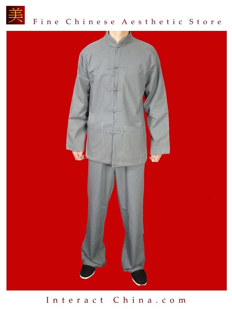Image of 100% Cotton Grey Kung Fu Martial Arts Tai Chi Uniform Suit XS-XL or Tailor Made