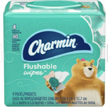 Charmin Flushable Wipes, 4 packs, 40 Wipes Per Pack, 160 Total Wipes