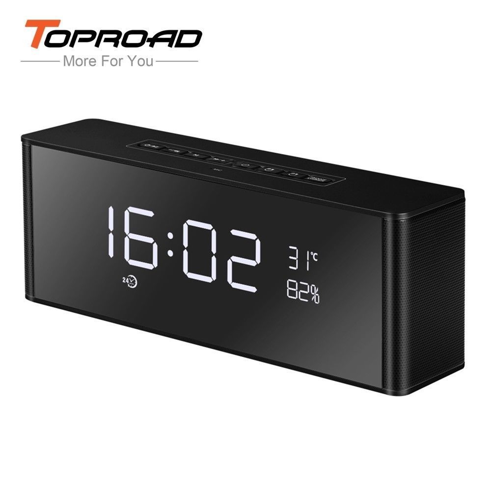 new Portable Bluetooth Speaker Alarm Clock Wireless Stereo Music Player