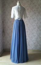 DUSTY BLUE Full Tulle Skirt Dusty Blue Wedding Tulle Skirt Outfit Plus Size image 5