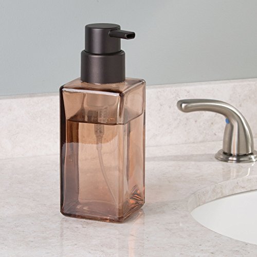 mDesign Modern Square Glass Refillable Foaming Hand Soap Dispenser Pump Bottle f Soap Dishes