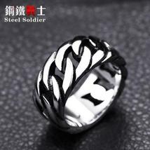STEEL SOLDIER Gothic, Chain Themed Stainless Steel Ring - Men's / Gents - $16.99