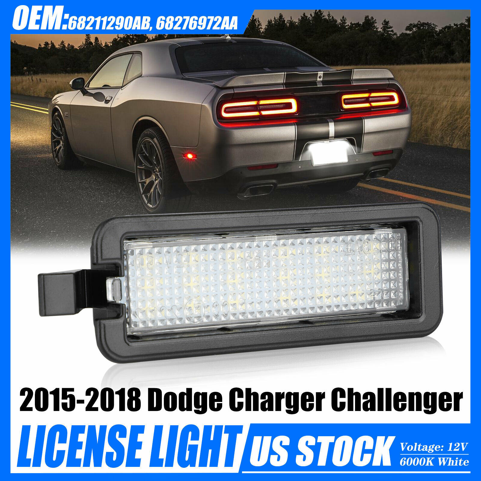 For 20152018 Dodge Charger Challenger Super White LED License Plate