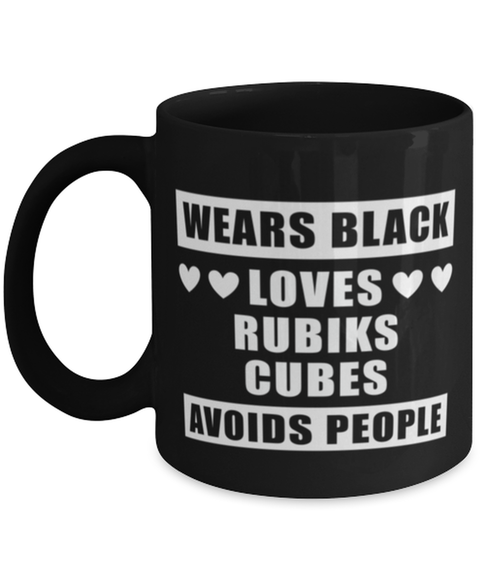 Rubiks Cubes Collector Coffee Mug - Wears Black Avoids People - Funny 11 oz