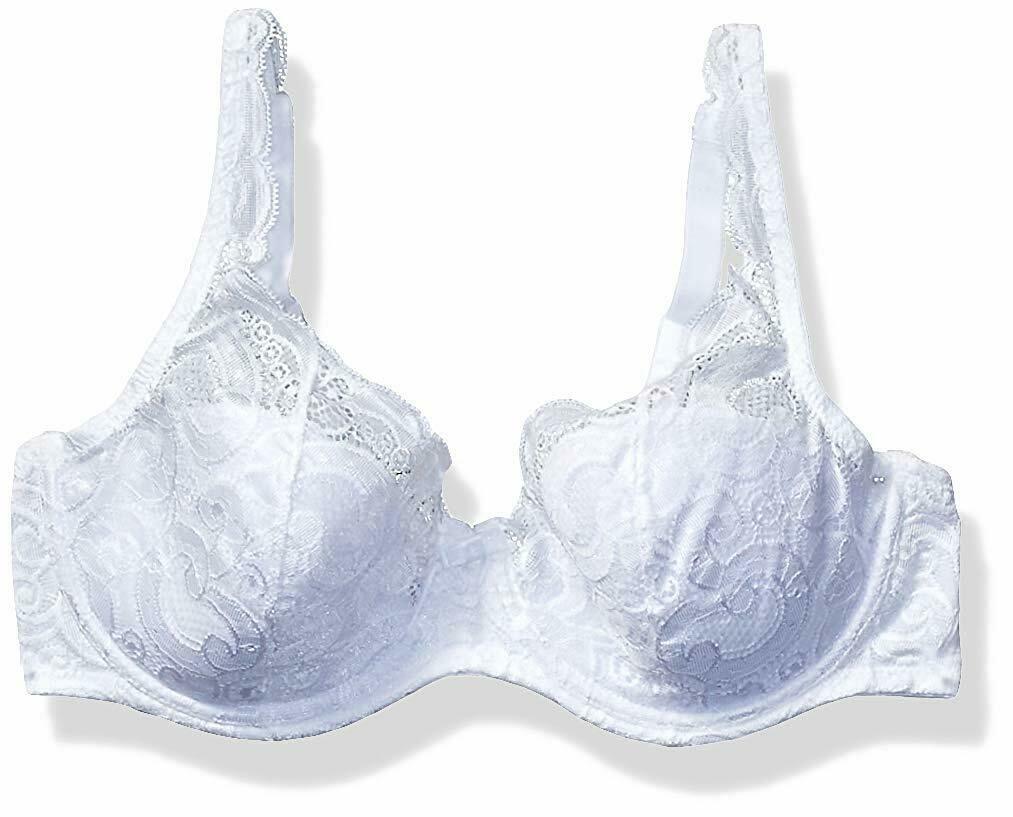 Playtex WHITE Love My Curves Thin Foam with Lace Underwire Bra, US ...