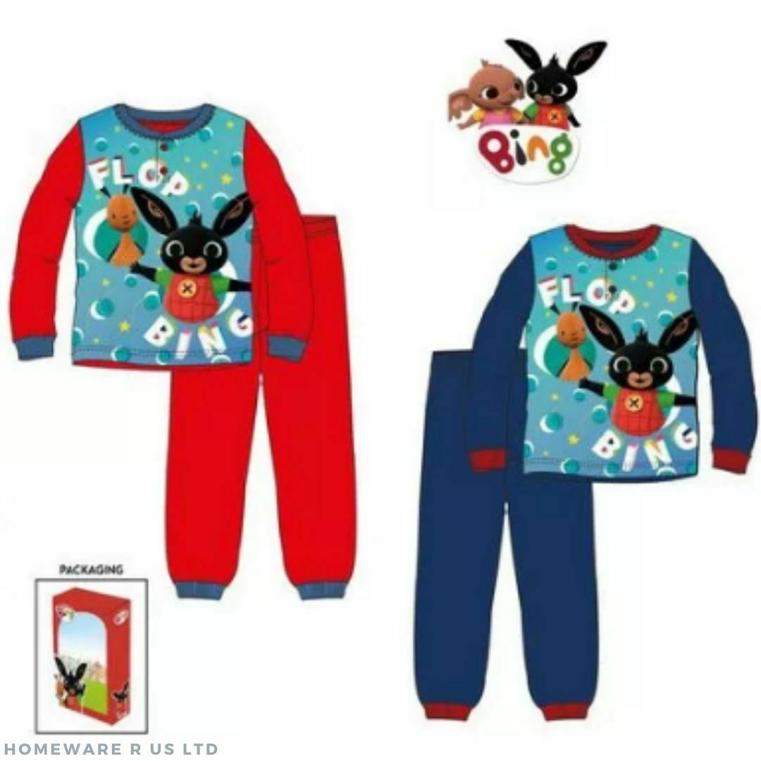 Kinder Jungen BING BUNNY Schlafanzug Pyjama 3 4 5 6 7 8 Jahre Blau Rot Gift Box