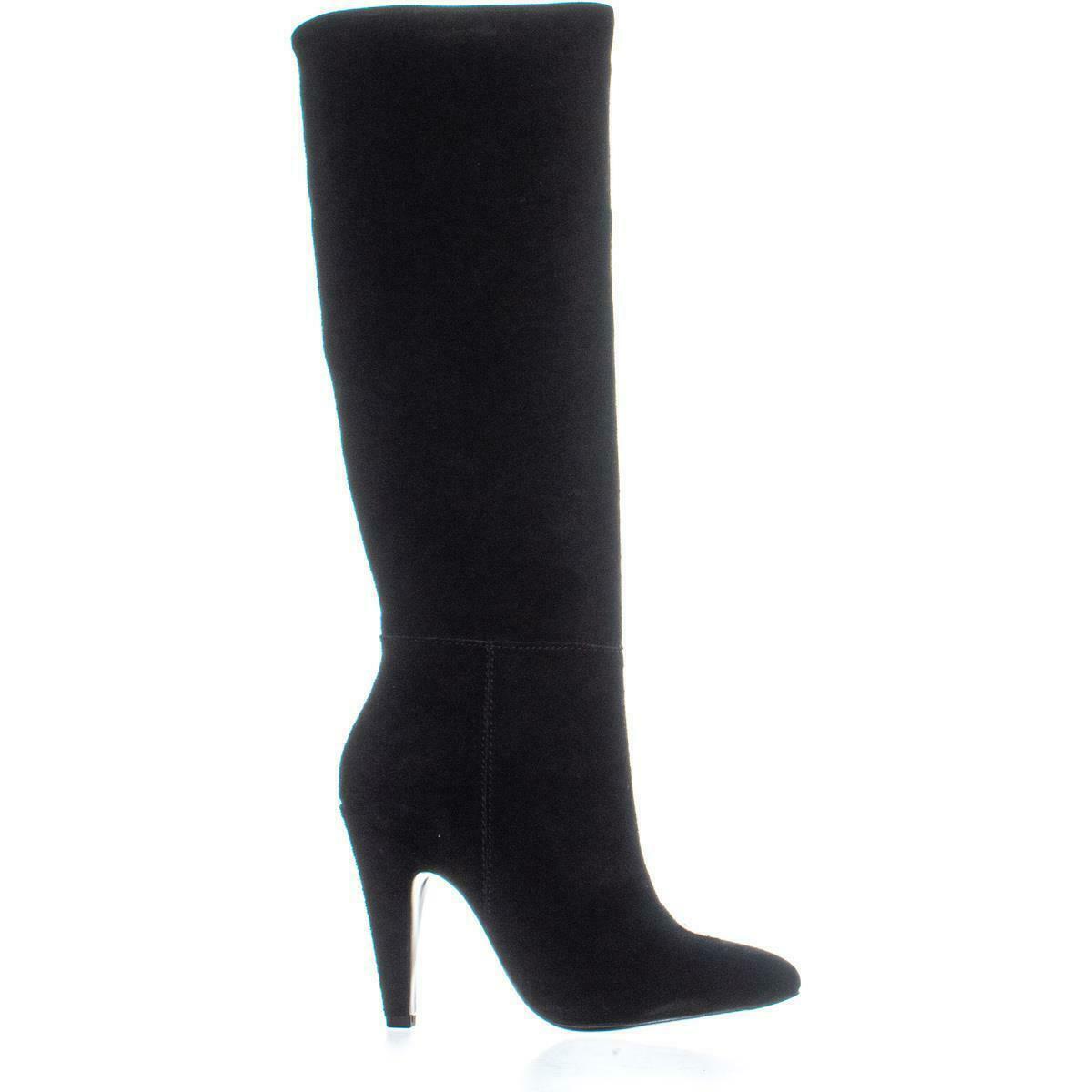 Steve Madden Sienah Slouch Knee-High Boots 436, Black Suede, 5.5 US - Boots