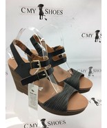 Dr.scholl&#39;s Platform Wedges Sandals Heel Black Gray SZ 9.5 (1246 ) NEW!!! - $45.45