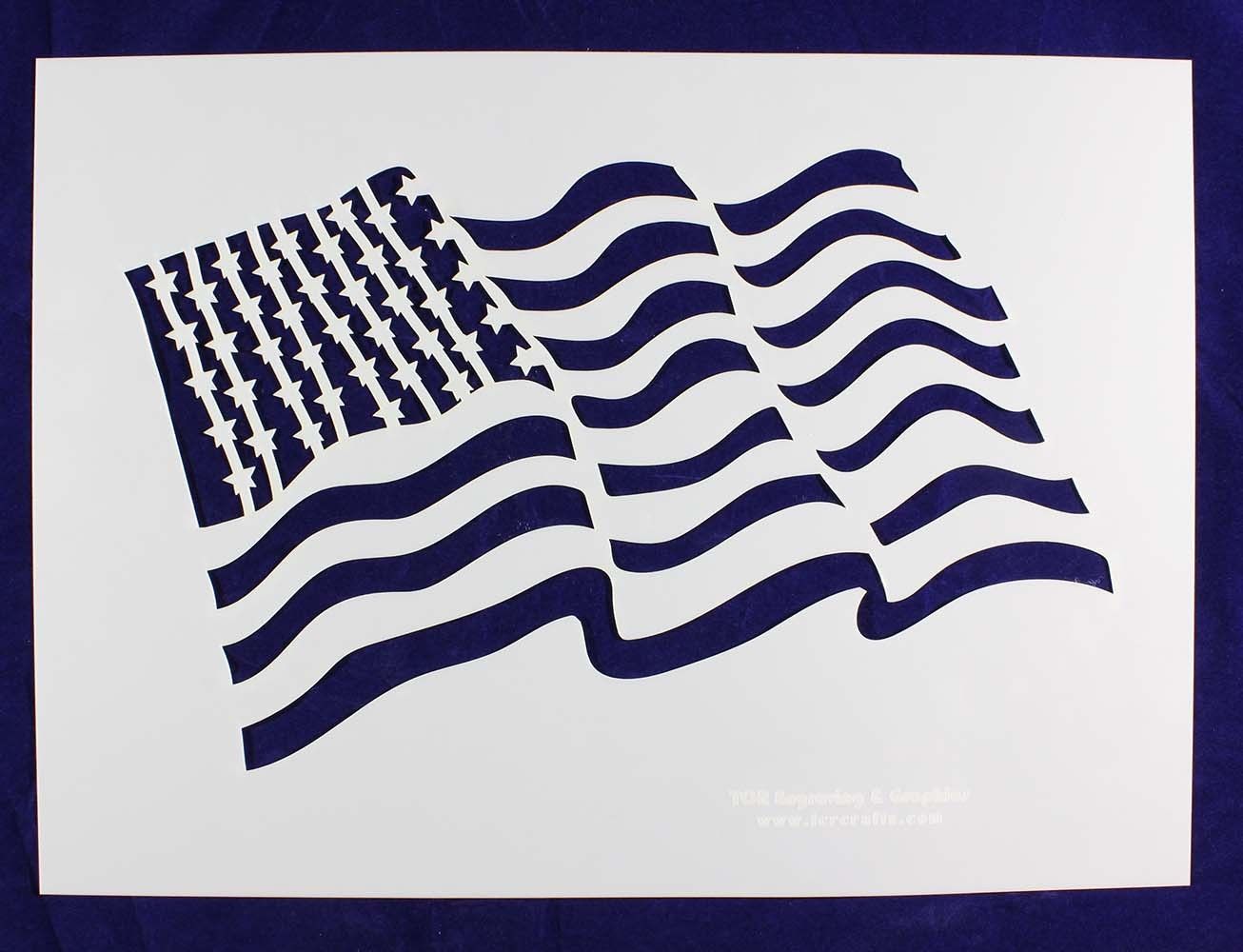 US Flag Large (wavy) Stencils Painting/Crafts/Template Quilt