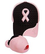Pink Ribbon Baseball Cap Breast Cancer Awareness Black Hat - $13.76