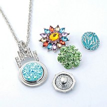 Lock rhinestone snaps button necklace pendant necklace fit 18mm buttons for women charm thumb200