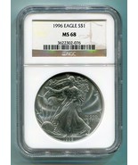 1996 AMERICAN SILVER EAGLE NGC MS68 BROWN LABEL ORIGINAL COIN BOBS COINS - $95.95