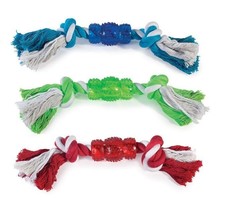 Rope N' Rubber Hard Bones Dog Toy 10" Long Durable Tough Tugging Chew Dogs Toys - $8.53+