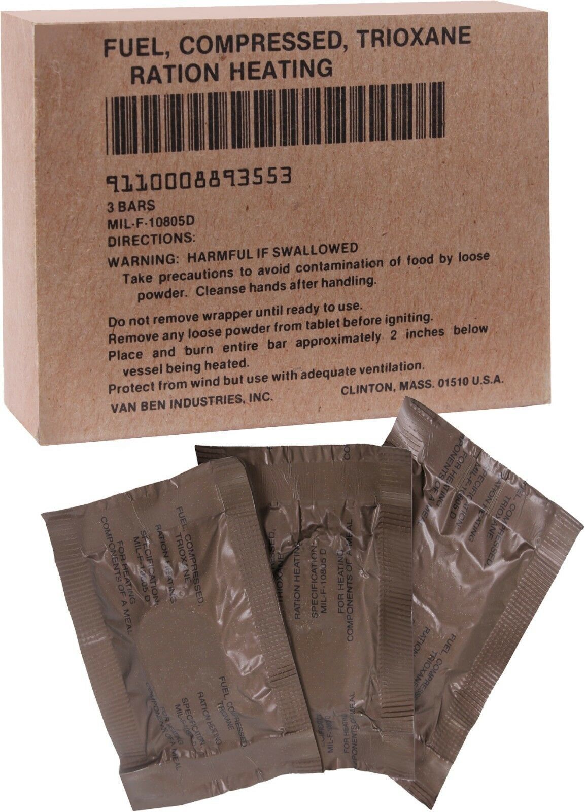 GI US Made Trioxane Fuel Tablets Compressed Ration Heating Bars Military Army Other Camping