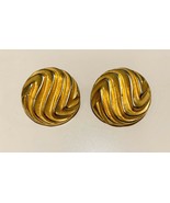 JADED NEW YORK GOLD PLATED Circular Round Disc Clip On Earings Vintage - $32.73