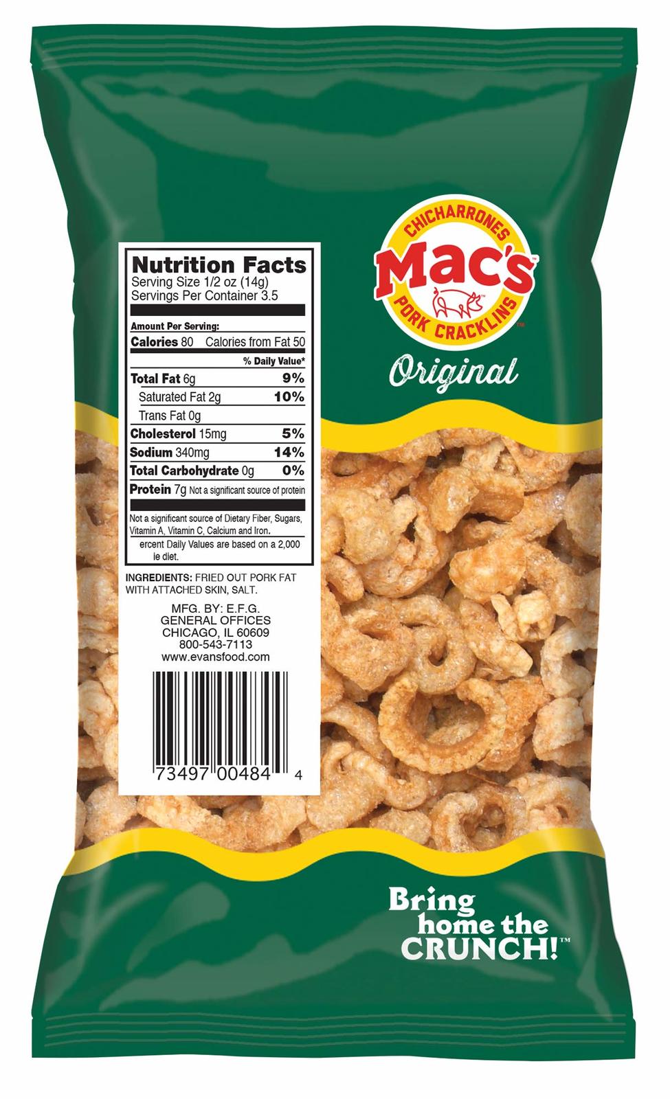 Mac’s Original Pork Cracklin Curls Crunchy Low Carb Keto Friendly