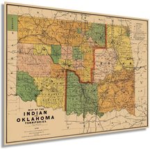 1892 Map of the Indian and Oklahoma Territories - Vintage Map of Oklahom... - $34.99+