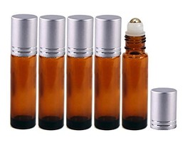Perfume Studio 10ml Amber Glass Metal Ball Roller Bottles with Aluminum ... - $10.99