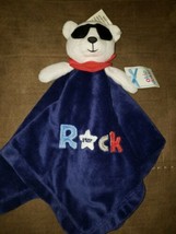 NWT Okie Dokie “Rock Star” White Bear Rattle Blue Security Blanket/Lovey - $46.71