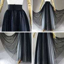 Lady Black Red Midi Tulle Skirt Outfit High Waisted Midi Party Skirt Custom Size image 4