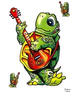 Guitar Terrapin Turtle  Outside Window Sticker Set    NEW   Car Decal - $5.99